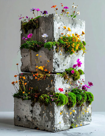 A powerful still life composition illustrating the concept of resilience and hope.の素材