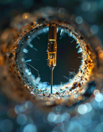 A macro perspective peers through a corroded metal portal, revealing a mysterious and intricate clockwork mechanism.の素材