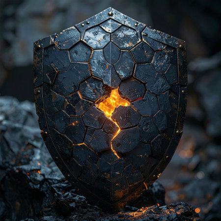 Forged in the heart of a volcano, this ancient shield bears the scars of a legendary battle.の素材