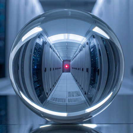 Gazing into a crystal sphere reveals not the future, but the present power of technology.の素材