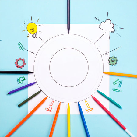 A central blank canvas awaits the next big idea.の素材