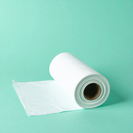 A clean, white roll of paper unfurls against a vibrant teal background, symbolizing a fresh start and endless possibilities.の素材
