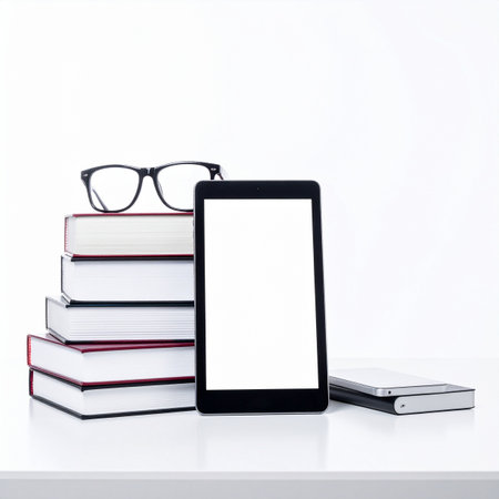 A clean, modern workspace highlights the evolution of learning.の素材