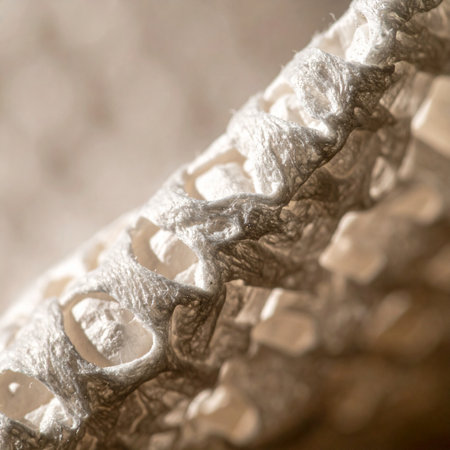 A macro perspective reveals the intricate and delicate pattern of shed snake skin. Bathed in soft, natural light, each scale tells a story of growth, renewal, and transformation.の素材