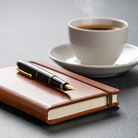 A quiet morning begins with a hot cup of coffee and a moment of reflection.の素材