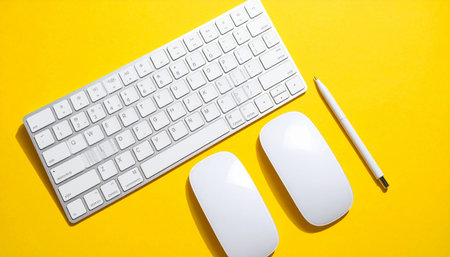 A vibrant and minimalist workspace designed for creativity and collaboration.の素材