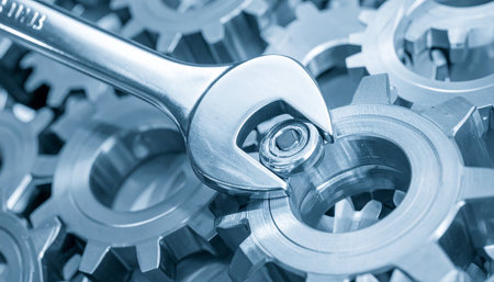 A single, precise turn of the wrench brings the entire system into alignment.の素材