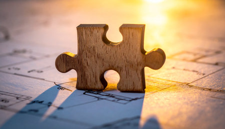 In the golden light of a new day, the final piece of the puzzle stands ready.の素材