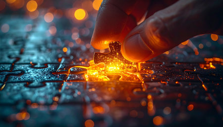 In a flash of inspiration and fiery energy, the final piece of a complex puzzle is put into place.の素材