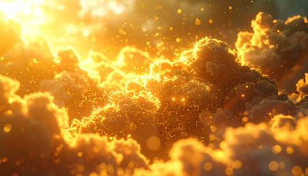 3D illustration of abstract digital composition with particles in the form of planetsの素材