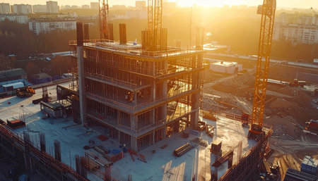 Construction of a multi-storey building. Construction of a multi-storey building.の素材