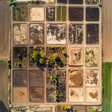 From high above, the earth reveals its organized beauty.の素材