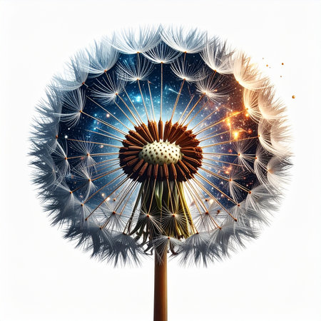 A single dandelion holds not just seeds, but an entire universe of possibilities.の素材