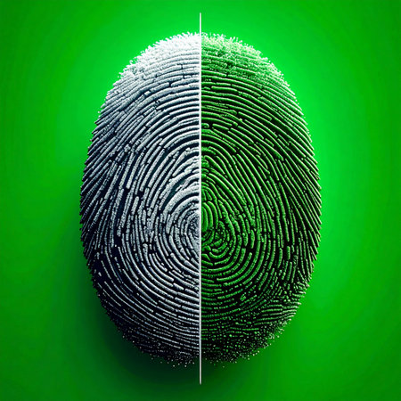 A conceptual image illustrating the fusion of human identity and digital technology.の素材