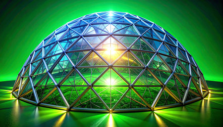 A self-contained biosphere glows with the power of a clean energy core.の素材