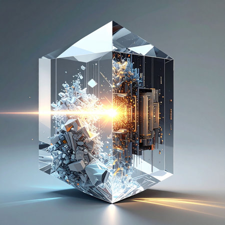 Inside a flawless crystal prism, a new form of quantum intelligence awakens.の素材