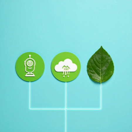 A conceptual image illustrating the synergy between technology and nature.の素材