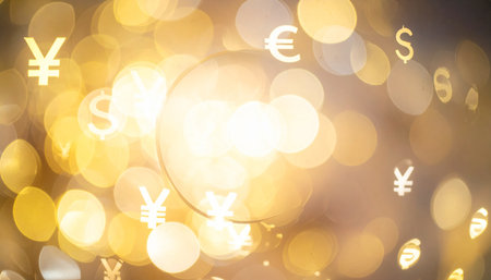 A luminous and abstract representation of the global financial system.の素材