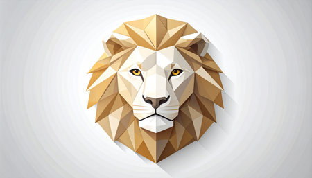 A majestic lion's head rendered in a modern, low-poly style.の素材