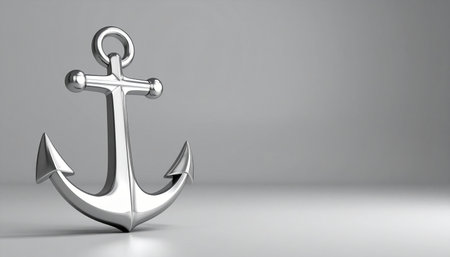 A polished silver anchor stands firm, a powerful symbol of stability, security, and unwavering hope.の素材