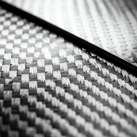 A detailed macro view of a high-performance carbon fiber weave.の素材