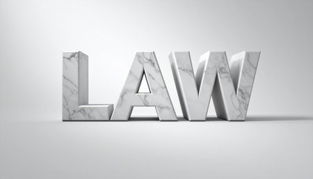 The word LAW is rendered in solid, heavy marble, symbolizing the foundational and enduring principles of justice and order.の素材