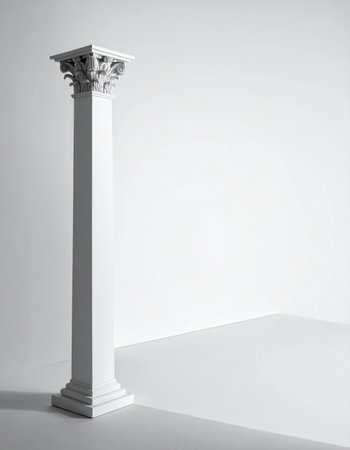 A single Corinthian column stands as a testament to timeless principles of strength, order, and elegance.の素材