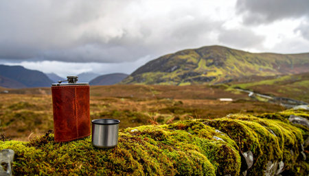 A moment of quiet reflection during a journey through the wild, untamed highlands.の素材