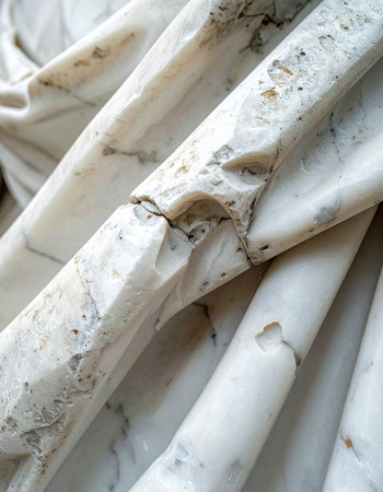 A detailed macro shot reveals the raw, crystalline structure of natural white marble.の素材