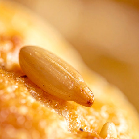 A detailed macro photograph captures the simple beauty of a single oat grain.の素材
