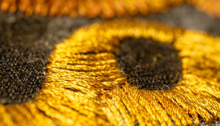 A detailed macro perspective reveals the intricate world of textile art.の素材
