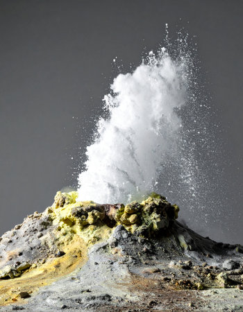 A powerful jet of superheated water and steam erupts from a geothermal vent, showcasing the raw, untamed energy of the Earth.の素材