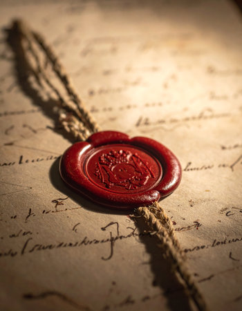 A close-up of a historical document, its aged parchment filled with elegant cursive handwriting.の素材