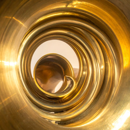 A mesmerizing journey into a swirling vortex of polished gold.の素材