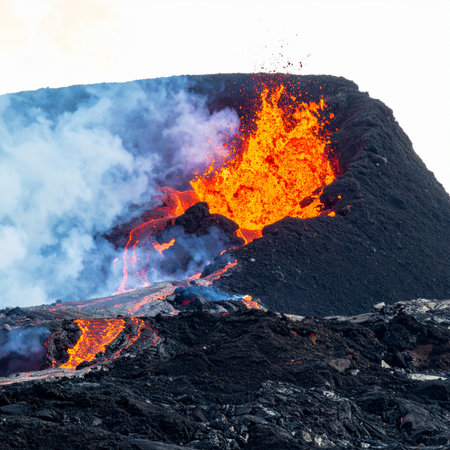 Volcanic eruption in Hawaii Volcanoes National Park, USAの素材