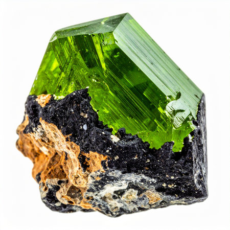 green tourmaline isolated on the white background with clipping path.の素材