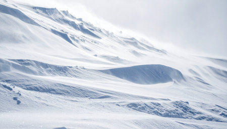 A powerful arctic blizzard sculpts the pristine snow into dynamic, flowing drifts.の素材
