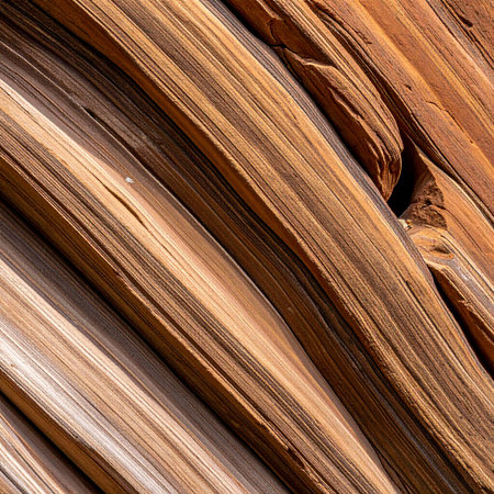 A close-up view reveals the intricate layers and rich, warm tones of a sandstone formation.の素材