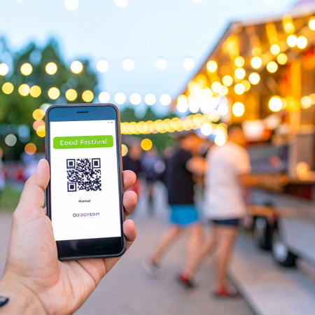 A person uses their smartphone to make a quick and easy contactless payment via a QR code.の素材