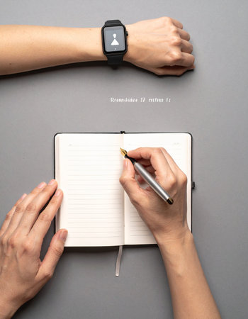 A top-down view captures a moment of modern productivity.の素材