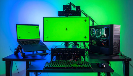 The ultimate command center for a professional gamer or content creator awaits.の素材