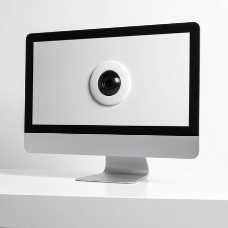 A conceptual image representing the modern era of digital surveillance and online privacy.の素材