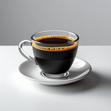 A moment of pure focus captured in a clear glass cup.の素材