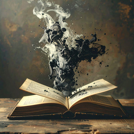 From the yellowed pages of a forgotten grimoire, a forbidden spell is unleashed.の素材