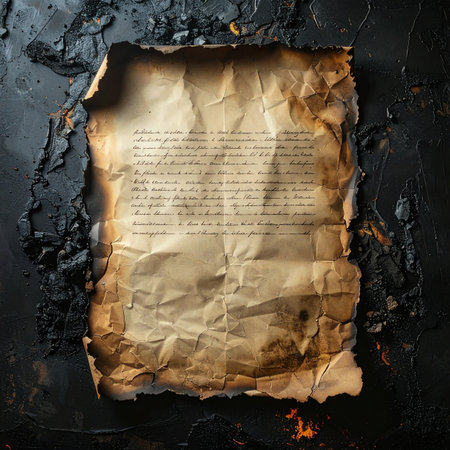 A forgotten secret or a forbidden message is consumed by flames.の素材