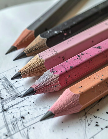 A close-up view captures the aftermath of a creative session.の素材