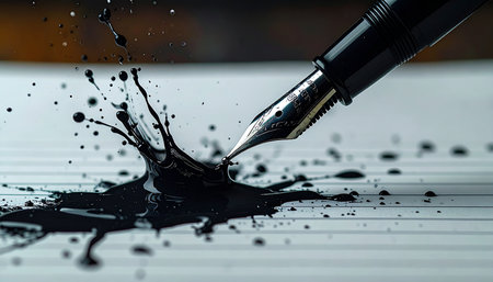 A moment of intense pressure or a creative misstep captured in a dramatic closeup.の素材