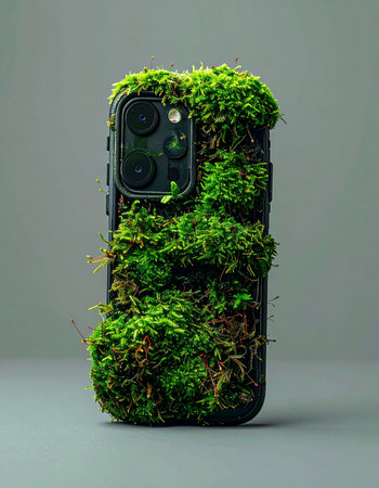 A striking visual concept where cutting-edge technology merges with the natural world.の素材