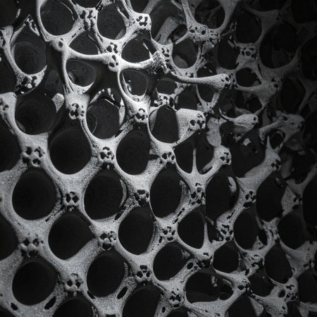 A chilling, intricate lattice of bones and skulls forms a macabre pattern.の素材