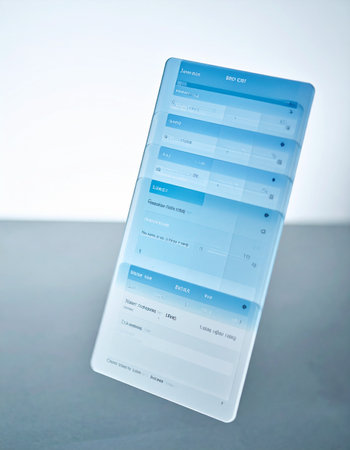 A glimpse into the future of personal technology, where a sleek, transparent smartphone displays a clean user interface.の素材
